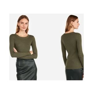 Express Small Olive Green Fitted Sweater